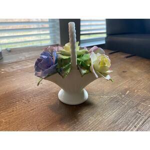 Royal Adderly Bone China made in England flower bouquet in basket